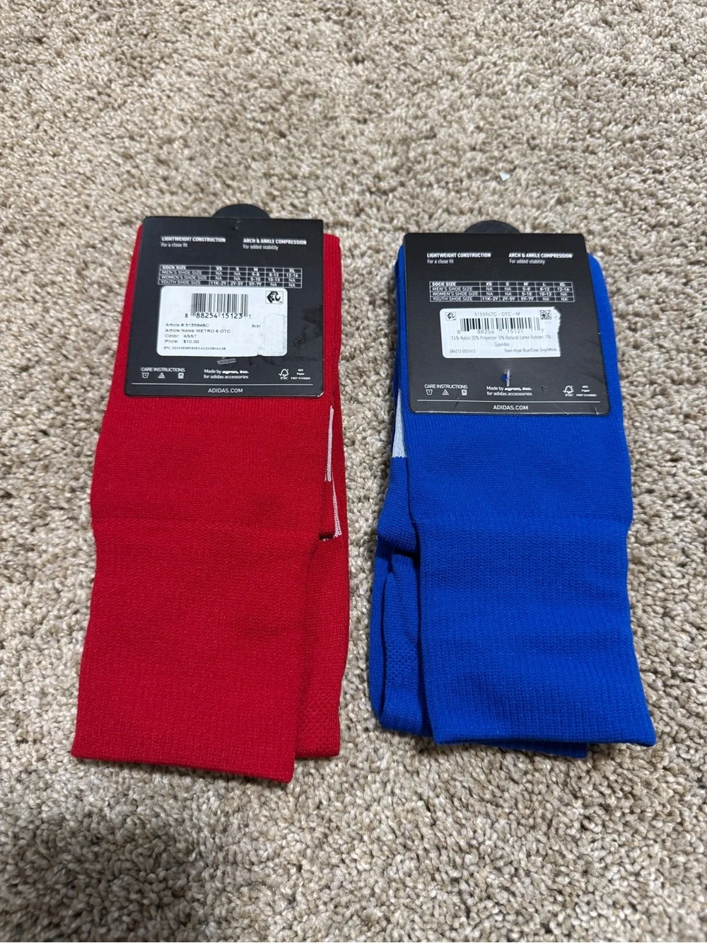 2 Pairs Size Medium (5Y-7Y) Adidas Metro 6 Over-the-Calf (OTC) soccer socks